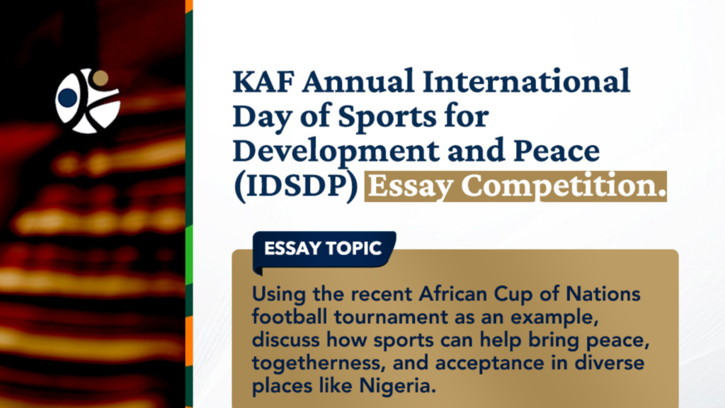 Karim Adeyemi Foundation Announces Second Edition of International Day of Sports for Development and Peace Essay Competition